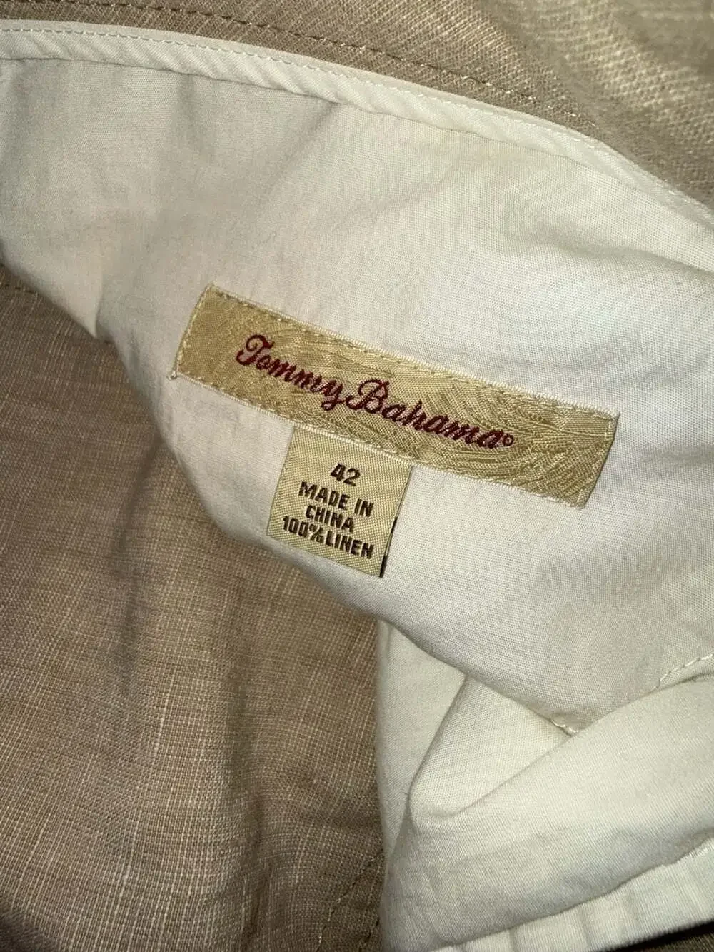Tommy Bahama 100% Linen Beige Pants Size 42